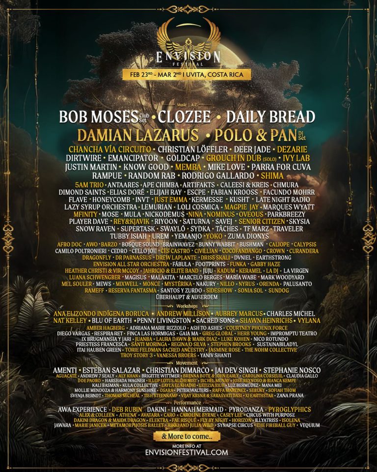 Envision Festival lineup poster for the sound guide.