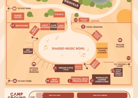 Joshua Tree Music Festival festival map for the survival guide.