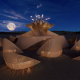 Night rendering of the planned 2026 Temple of the Moon at Burning Man.
