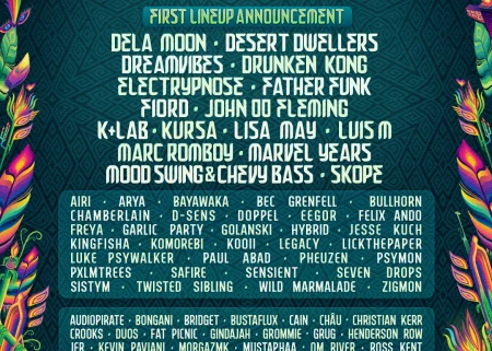 Earth Frequency Festival 2026 first lineup announcement poster with artist names
