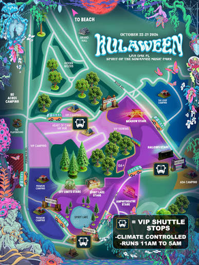 Illustrated Hulaween 2026 festival site map